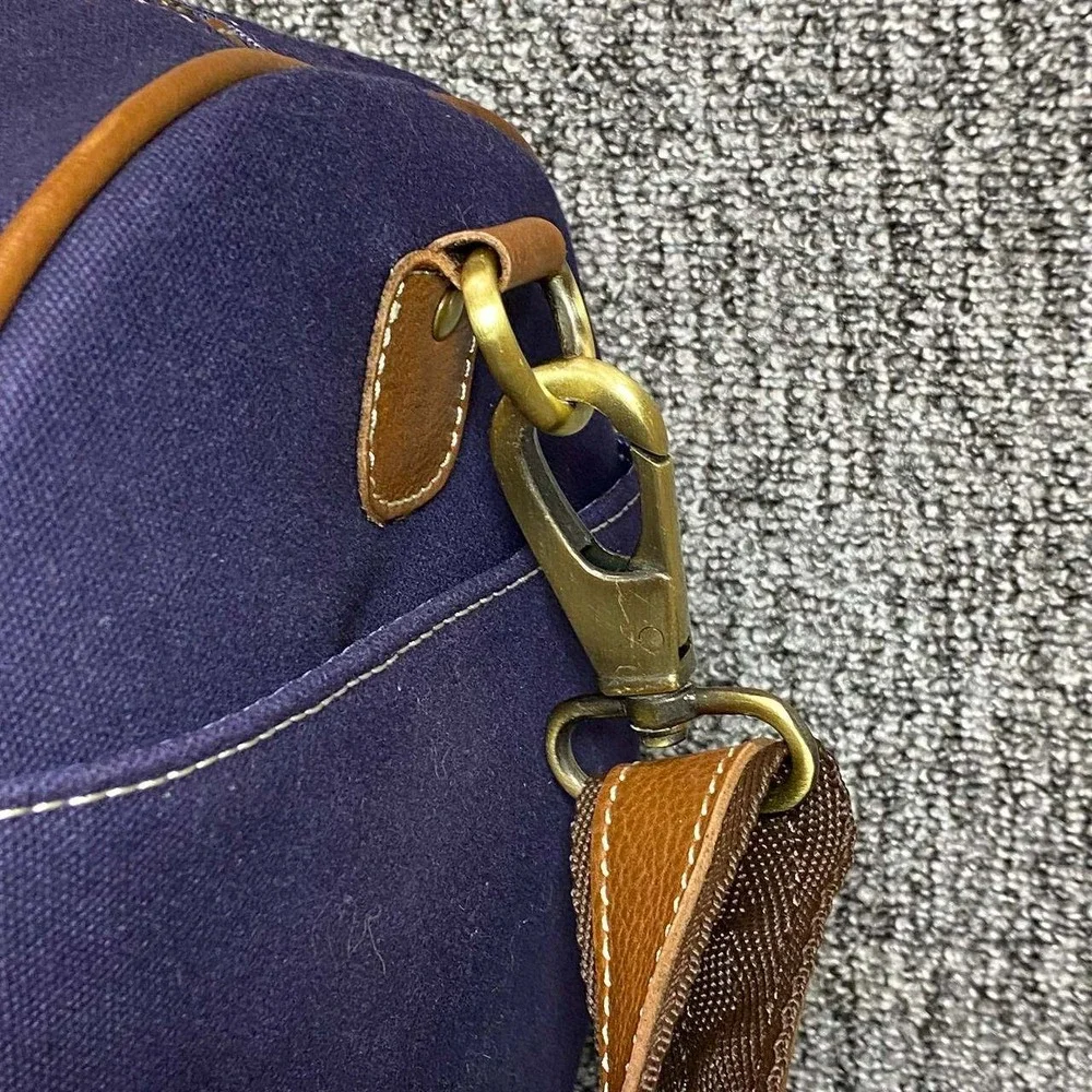 FH Wadsworth The Hampton Duffel Bag Sycamore Creek Navy Canvas Leather Weekender